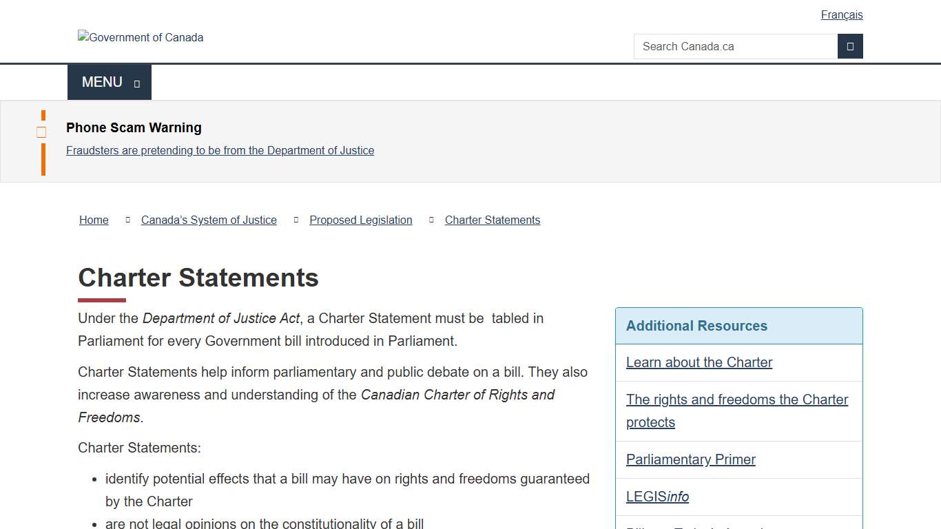 Charter Statements - Canada's System of Justice